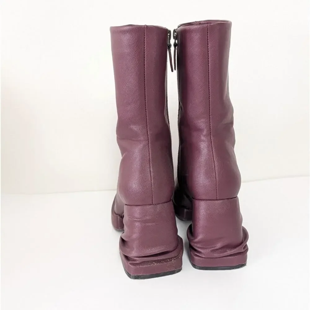 JW Pei Saylor Round Toe Platform Ankle Boots Womens 7.5 Purple Vegan Leather